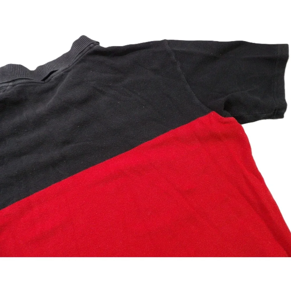 VTG Polo Sport Ralph Lauren Men XL Black Red Colorblock Short Sleeves Shirt 90s